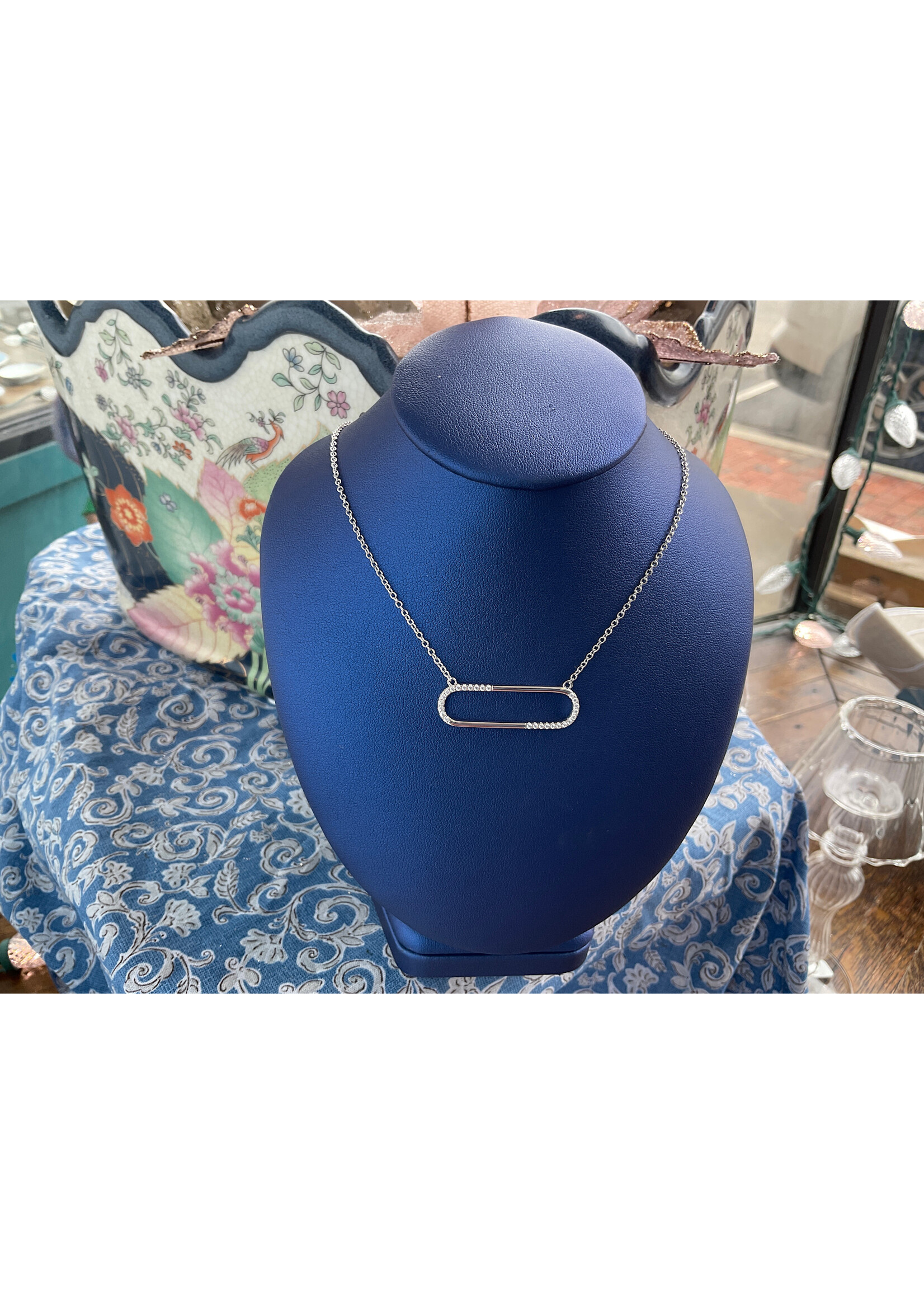 Jordans MicroPave CZ Paperclip Necklace SS