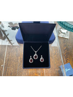 Jordans Gen Garnet and CZ Halo Set Sterling