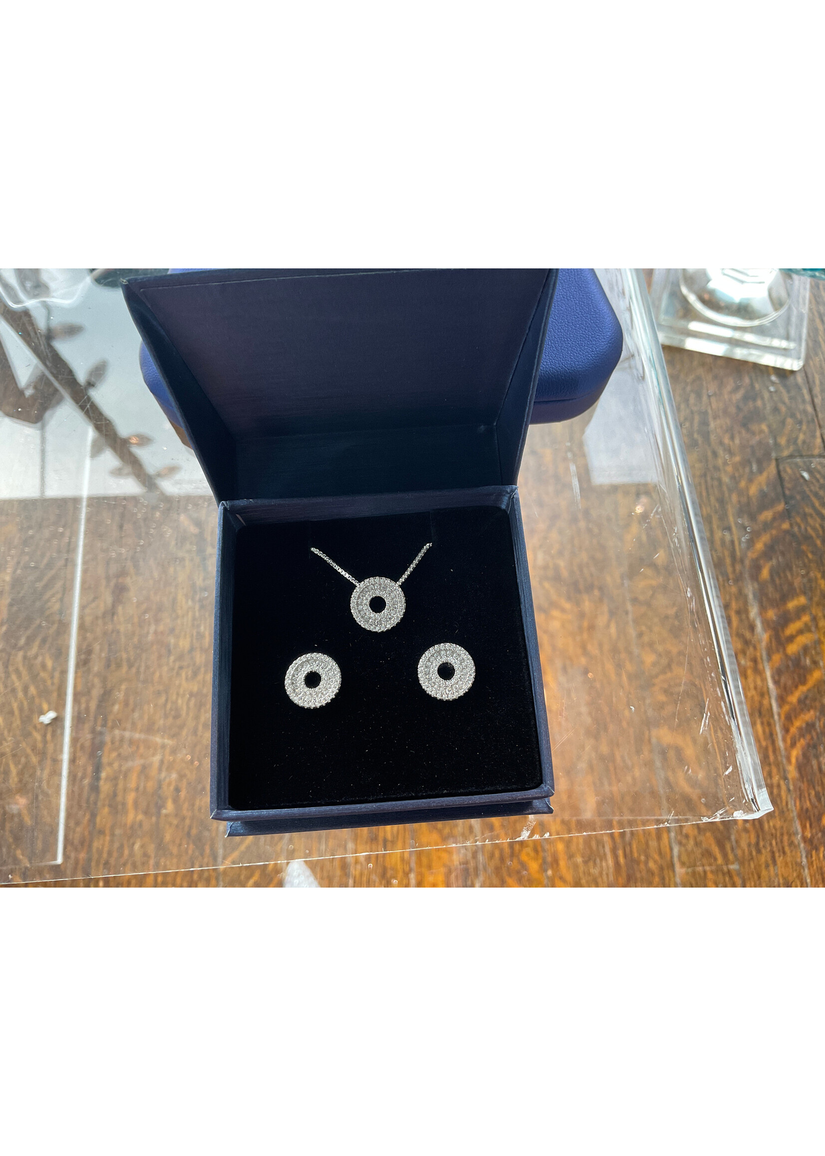 Jordans Open Micropave Circle CZ Sterling Set