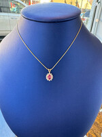 Jordans .7 Ruby Pendant w .25 ct Dia Halo on 18in Wheat