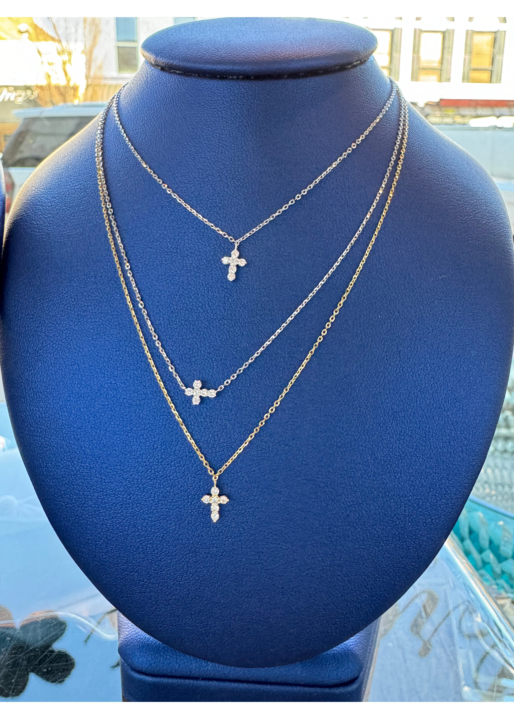 Jordans Jordans Signature Mini Cross Necklace 14k white .10