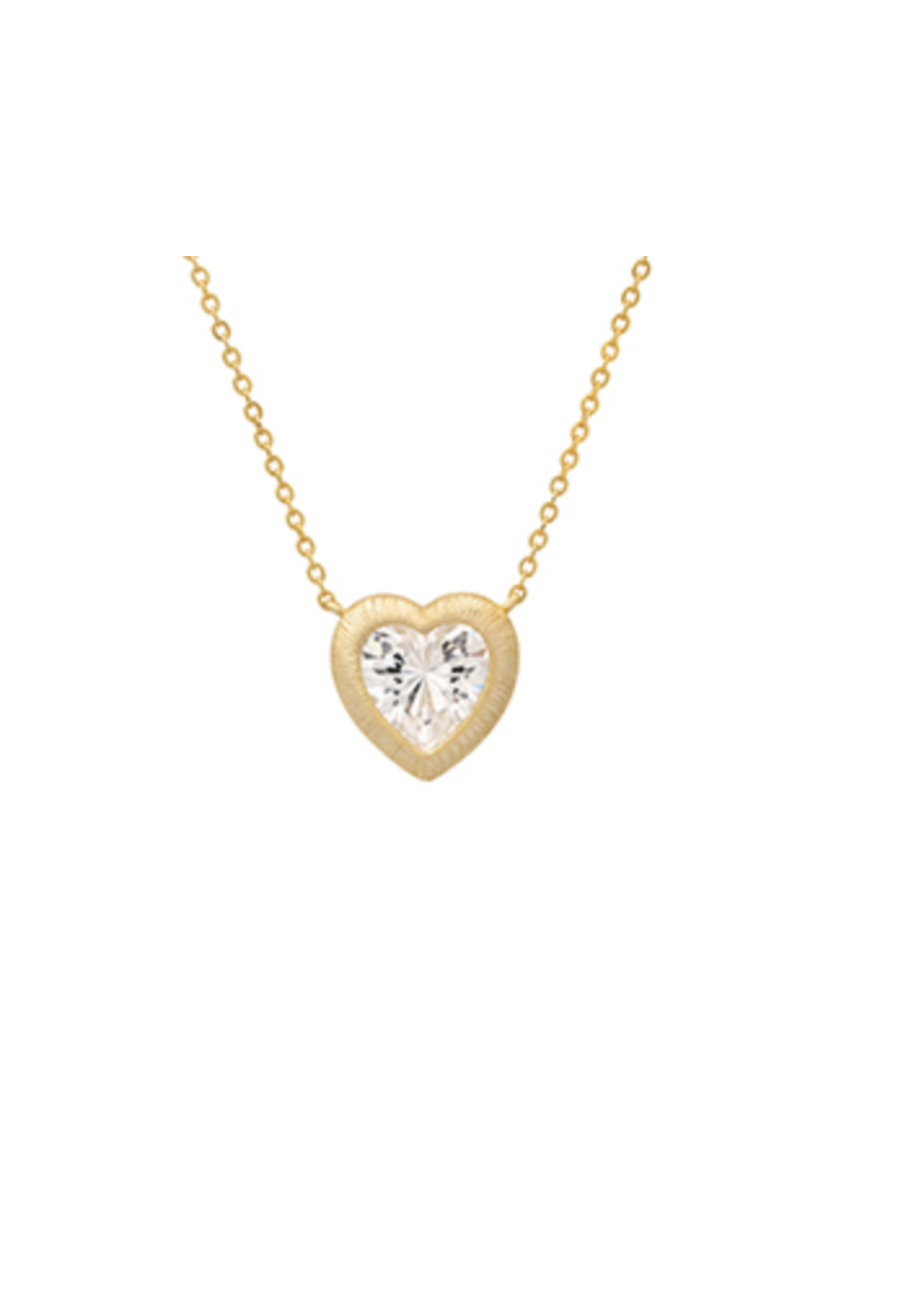 Jordans CZ Heart Gold Filled Necklace Adj Chain