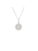 Jordans Sweet Pearl & Diamond Halo Necklace .12cttw 14kwg