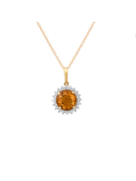 Jordans Citrine and Diamond Halo 10k Pendant .16cttw