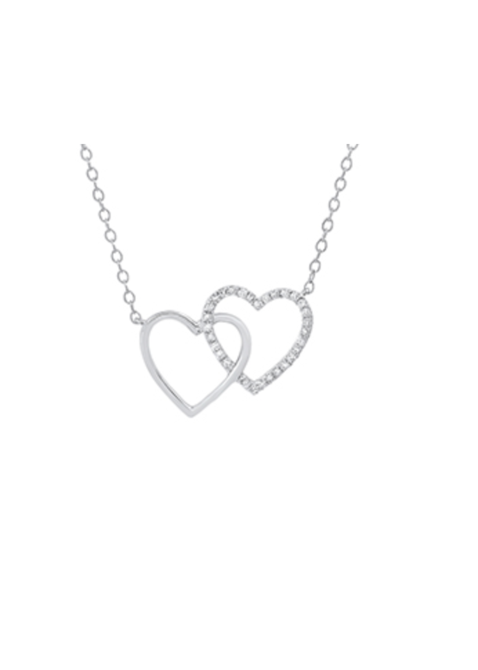 Jordans Double Heart SS and Diamond Necklace