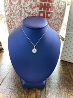 Jordans Aquamarine and Diamond Halo 10k Pendant .16cttw