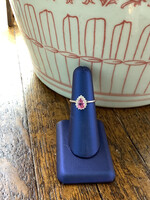 Jordans 10k Pink Topaz Pear with Diamond Halo Ring