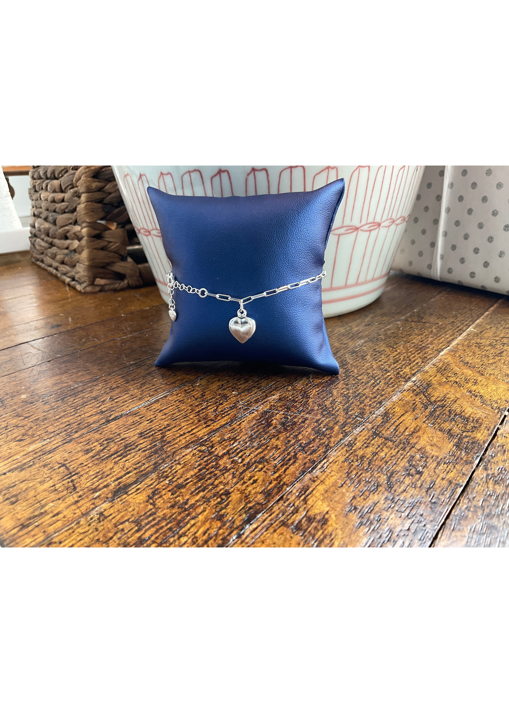 Jordans Puff Heart Paperclip Sterling Bracelet