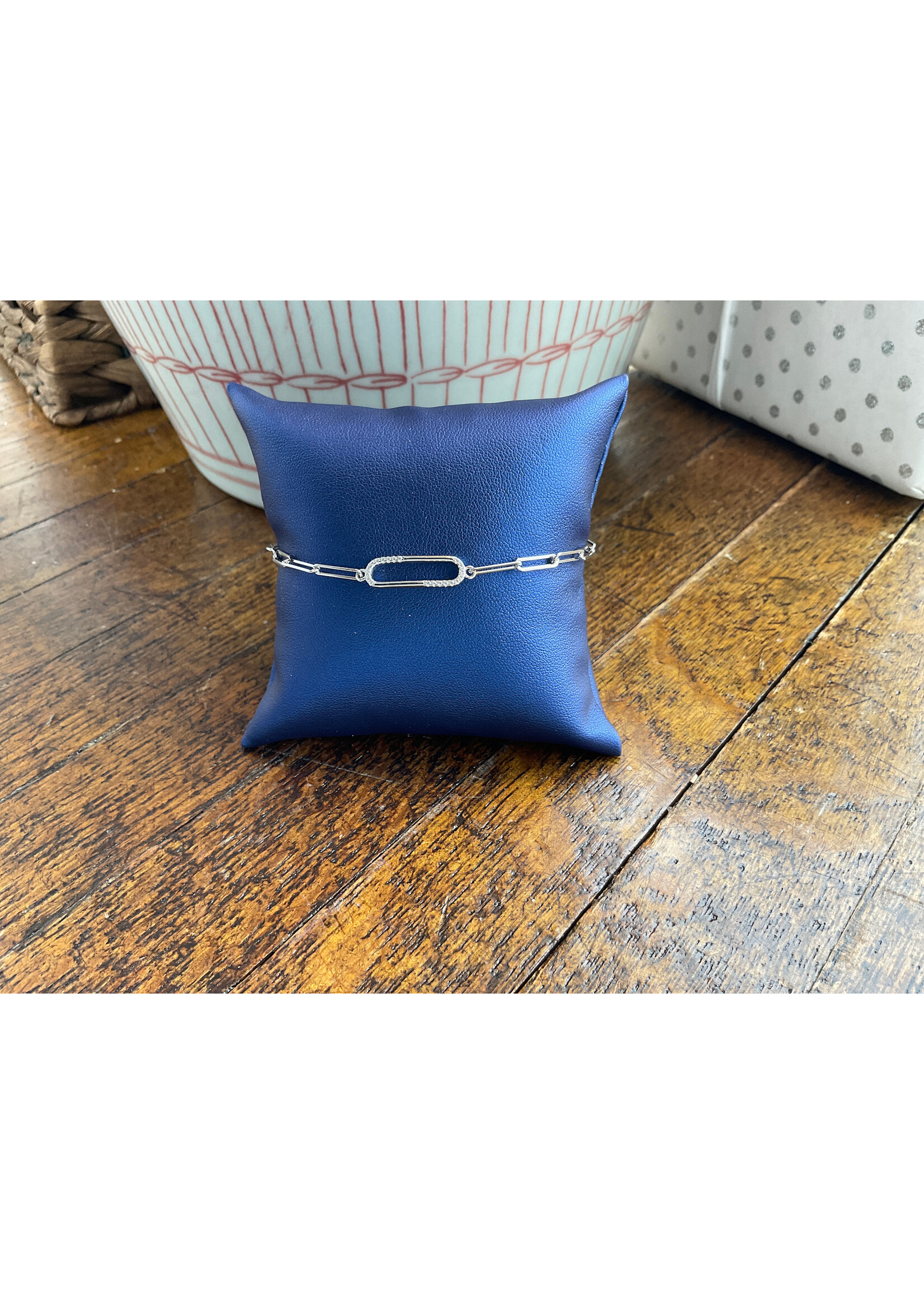 Jordans MicroPave CZ Paperclip Bracelet SS