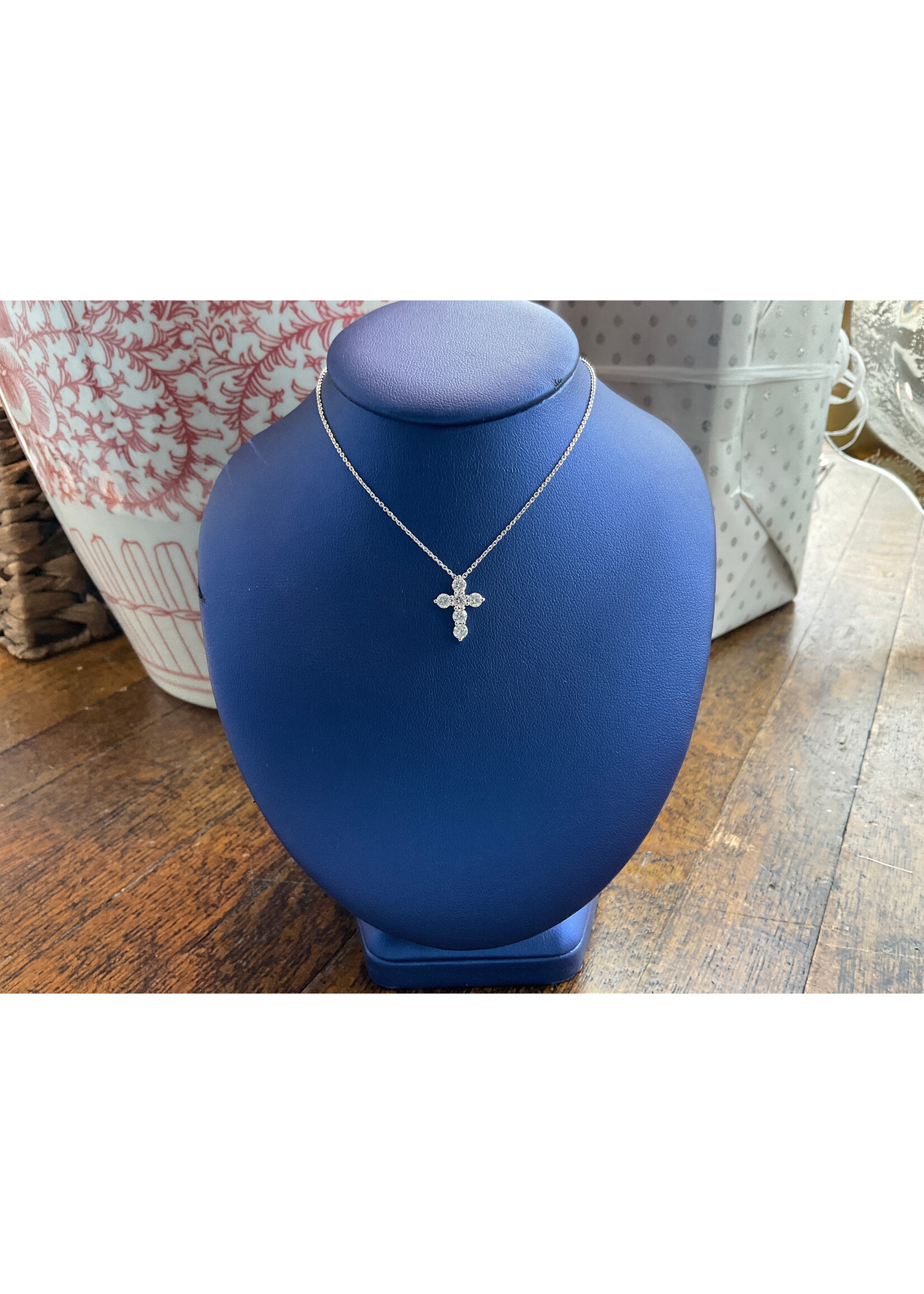 Jordans .75cttw Cross Pendant 14k White Gold on ADJ chain