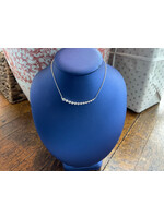 Jordans .9cttw Diamond Shared Prong Bar Necklace 14k White Gold adj 16-18