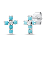 Jordans SS Diamond and Turquoise Cross Stud