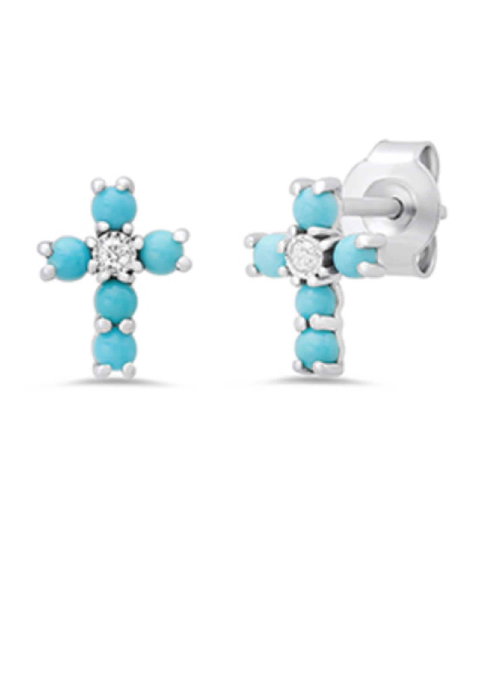 Jordans SS Diamond and Turquoise Cross Stud