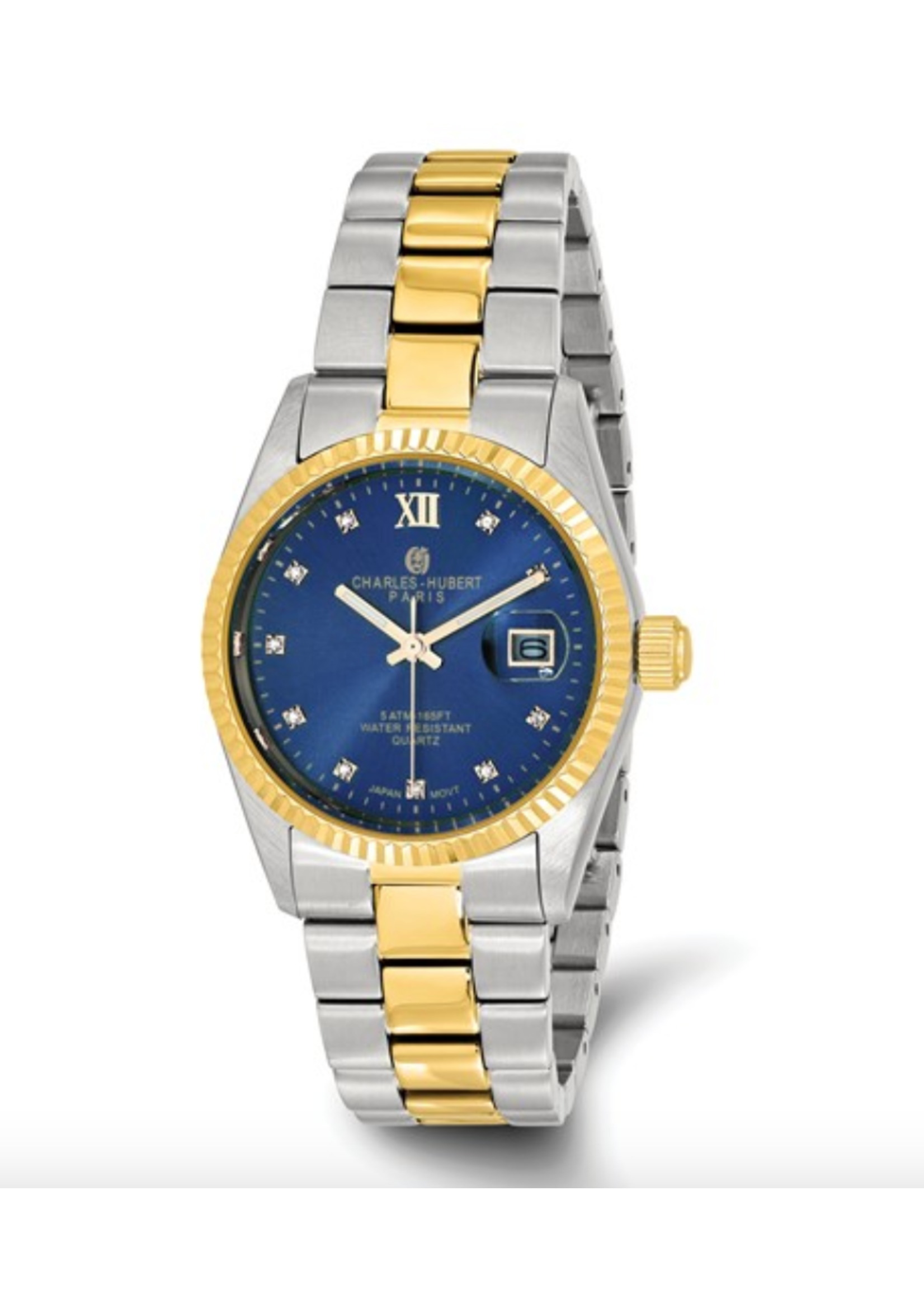 Charles Hubert Mens Two-tone Stainless Steel Navy Dial Watch