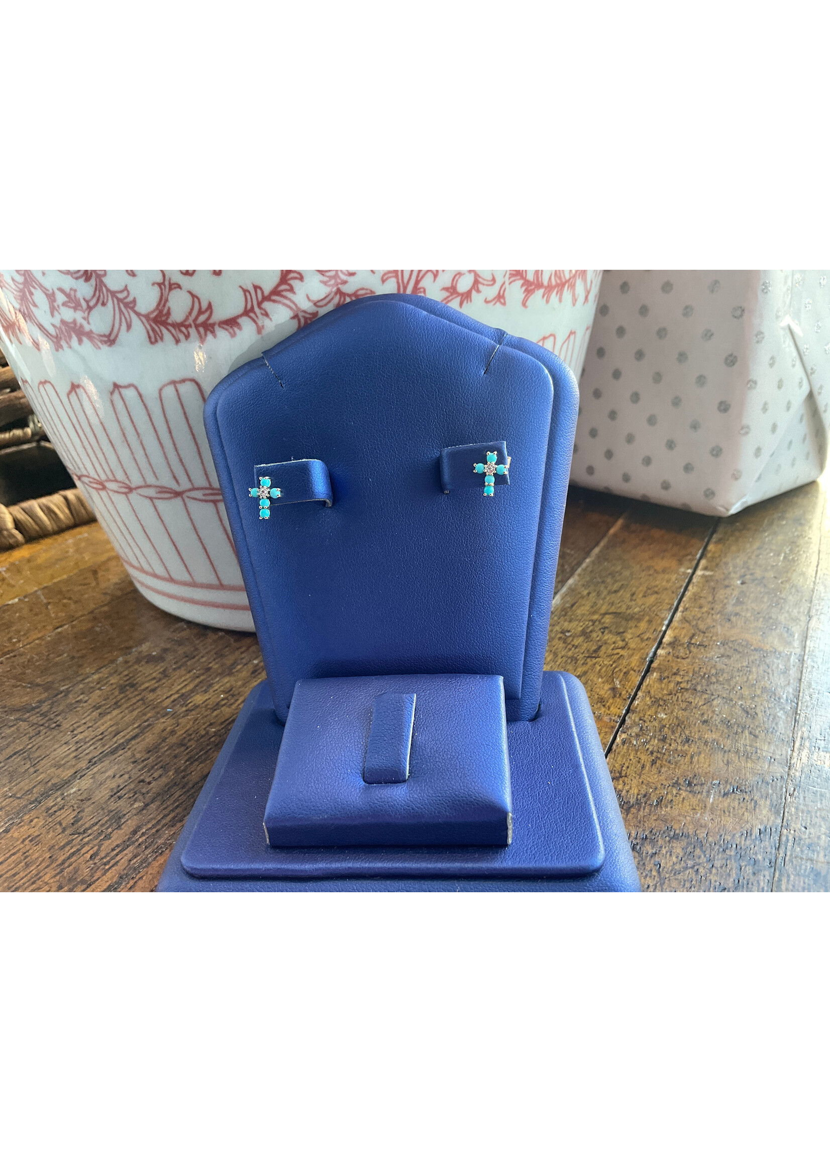 Jordans 10k Diamond and Turquoise Cross Stud