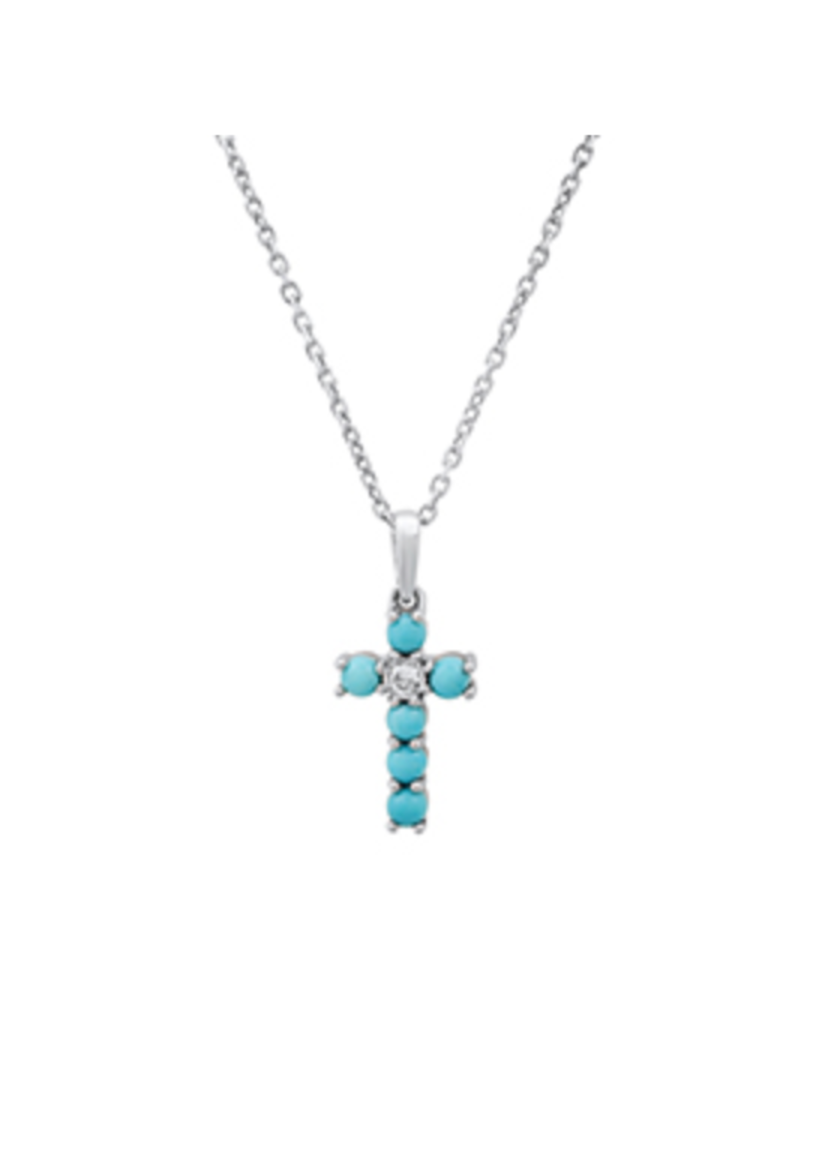 Jordans SS Diamond and Turquoise Necklace Adj. Chain