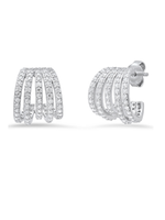 Jordans CZ Sterling 5 Row Huggie Hoops