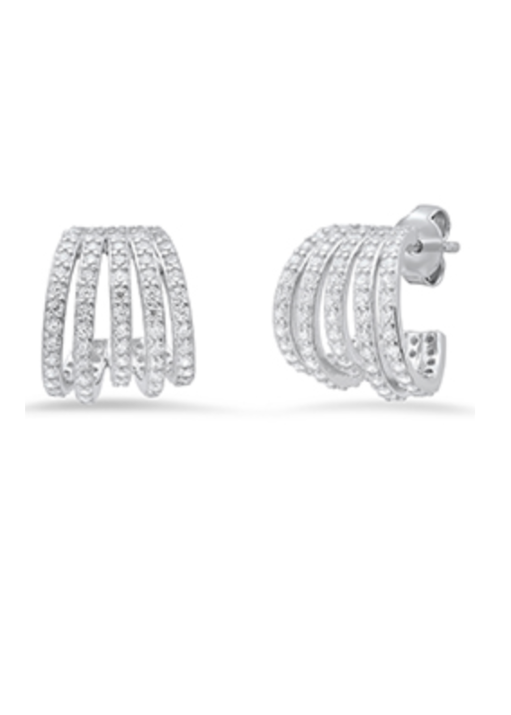 Jordans CZ Sterling 5 Row Huggie Hoops