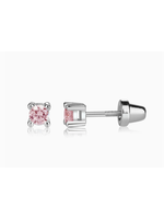 Jordans Sterling Pink CZ Stud Screwback Earring