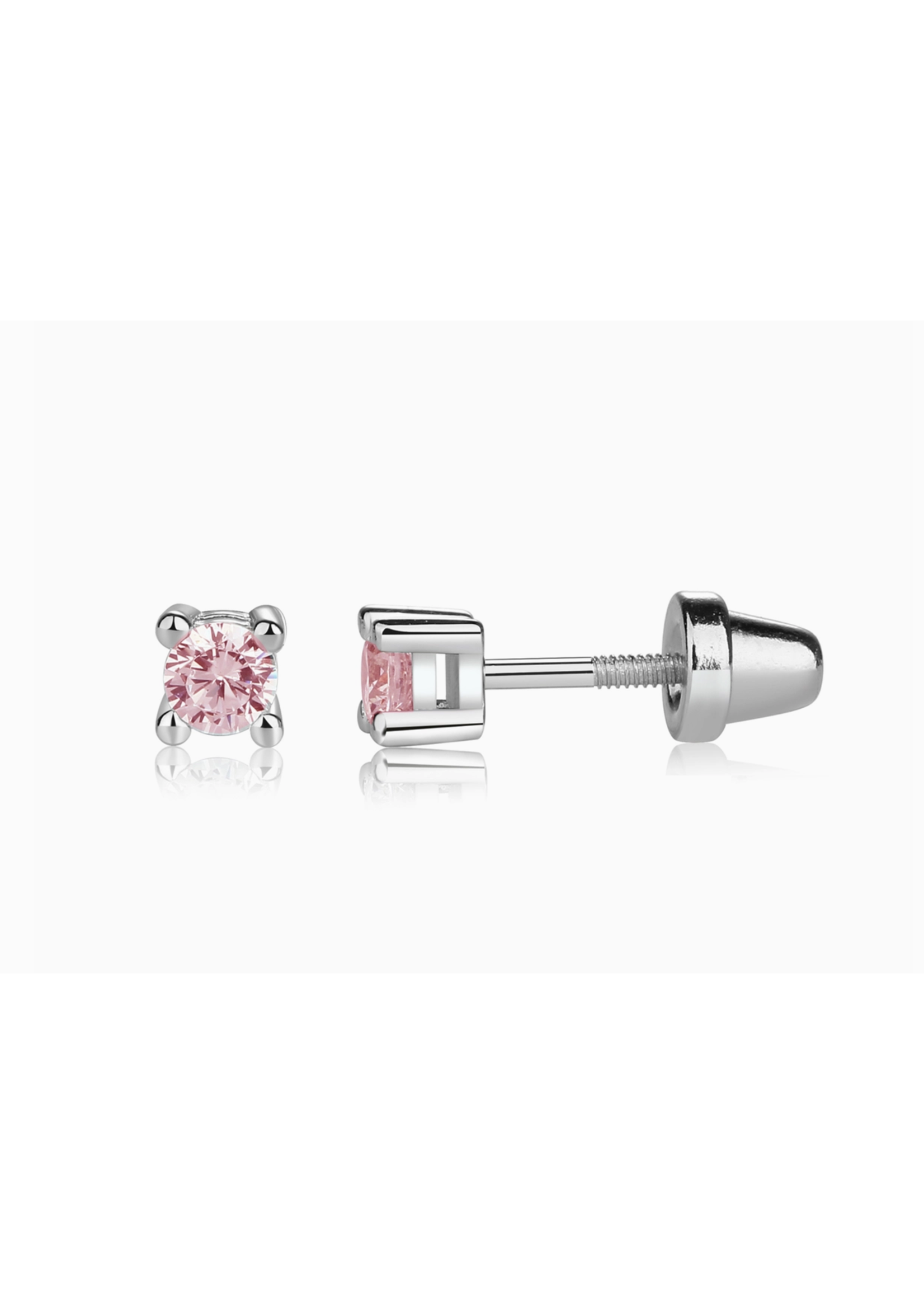 Jordans Sterling Pink CZ Stud Screwback Earring