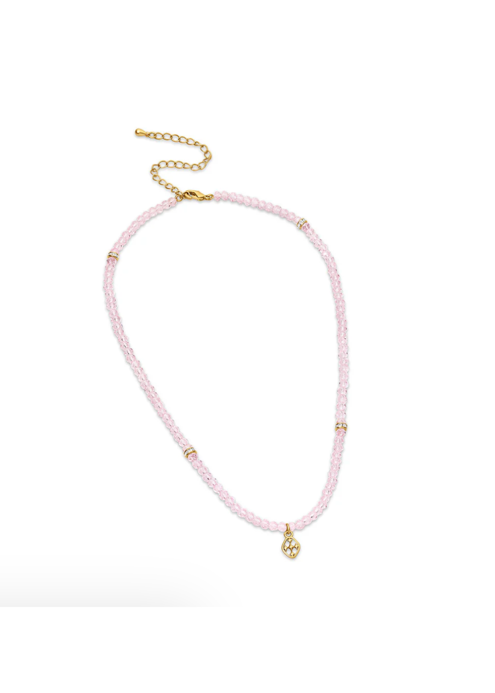 Gracewear Cherished Beaded Shield Necklace pink Signature Collection
