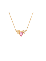 Jordans 10k Pink Topaz Pear & Diamond Necklace adj chain