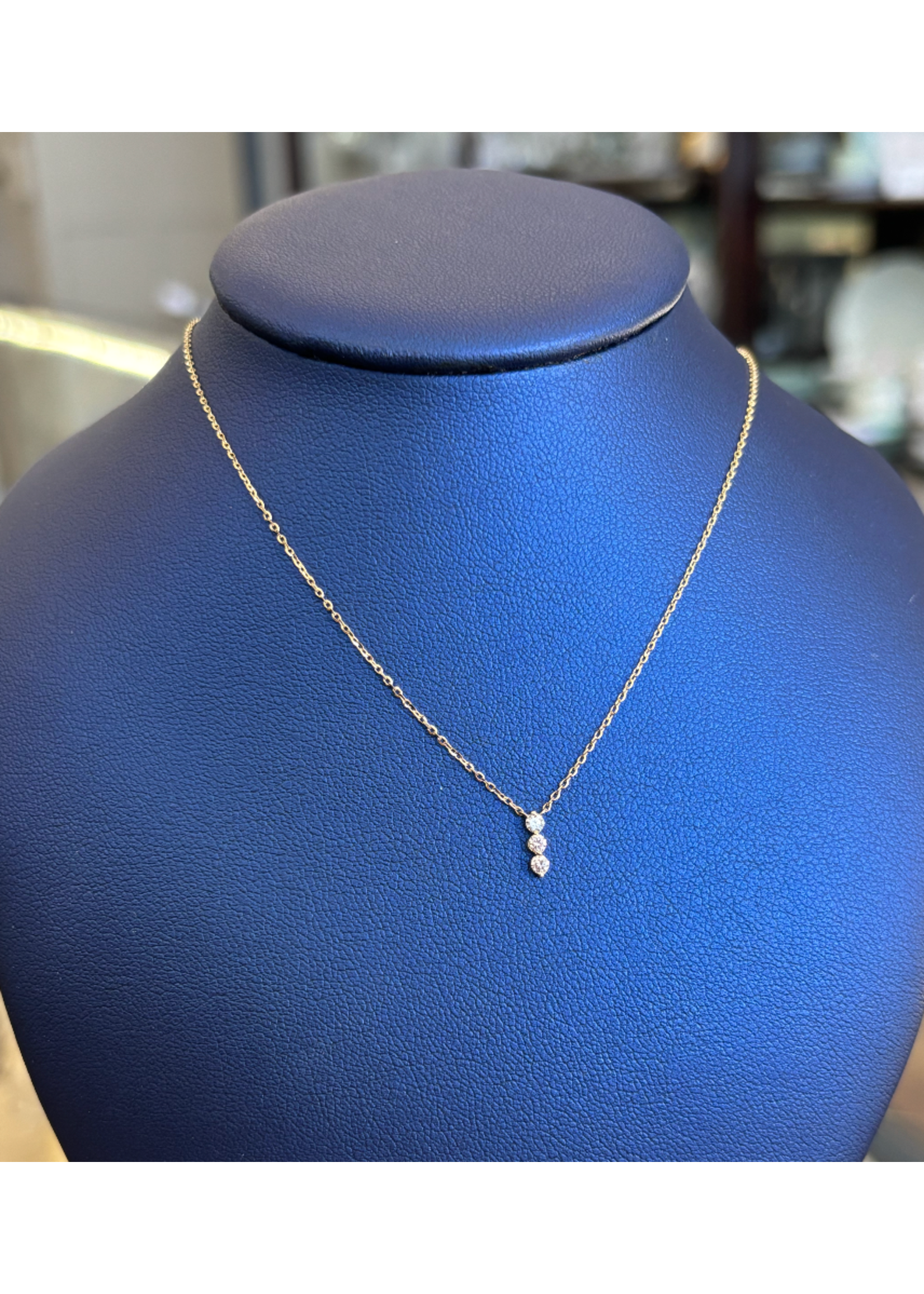 Jordans 3 stone Mini Journey Necklace 14k .11cttw