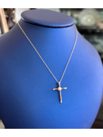 Jordans 10k Pearl and .04cttw Diamond Cross Necklace