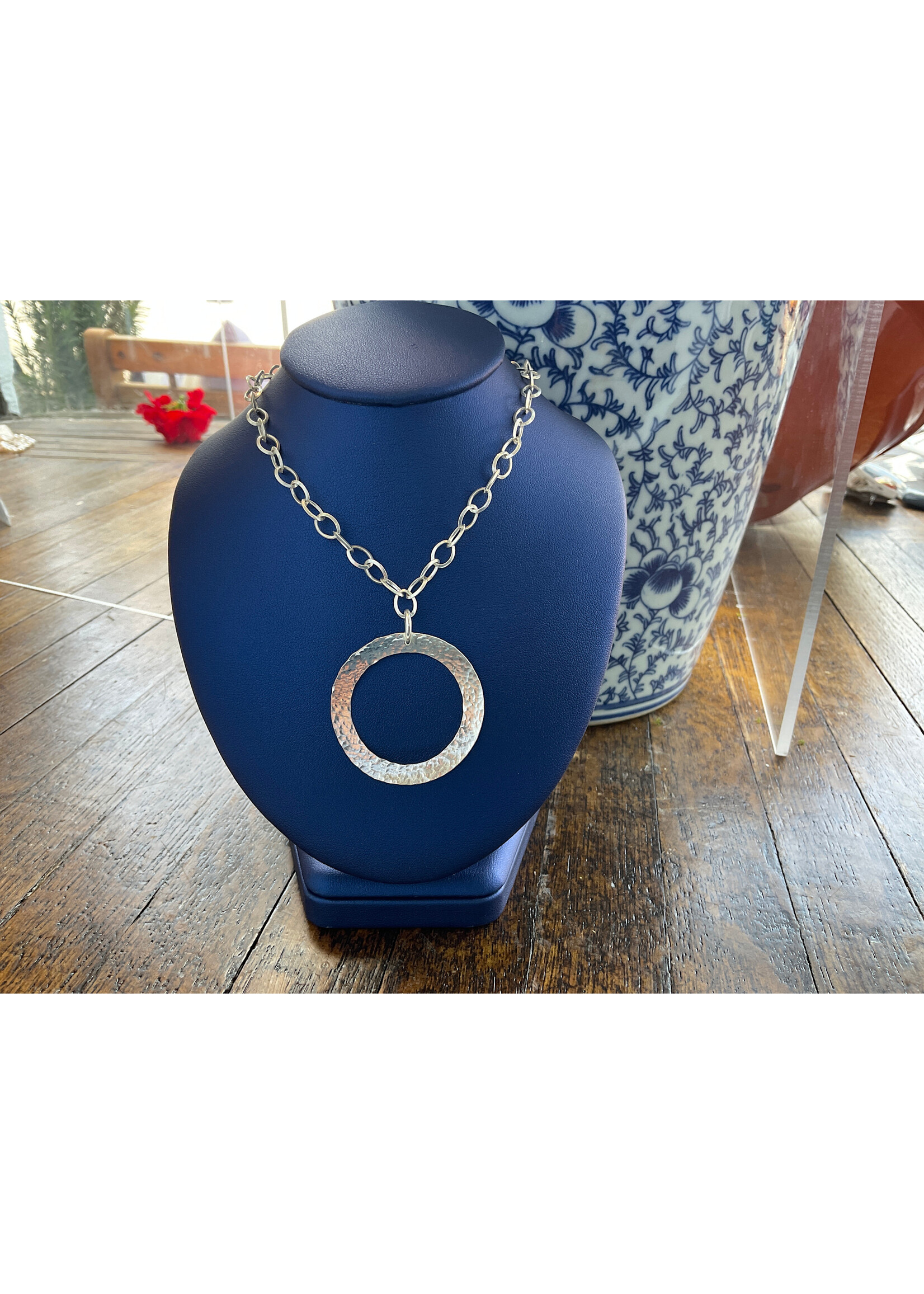 Jordans Open Disc Hammered SS Necklace