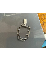 Jordans CZ and Oval Link Adj Bracelet SS