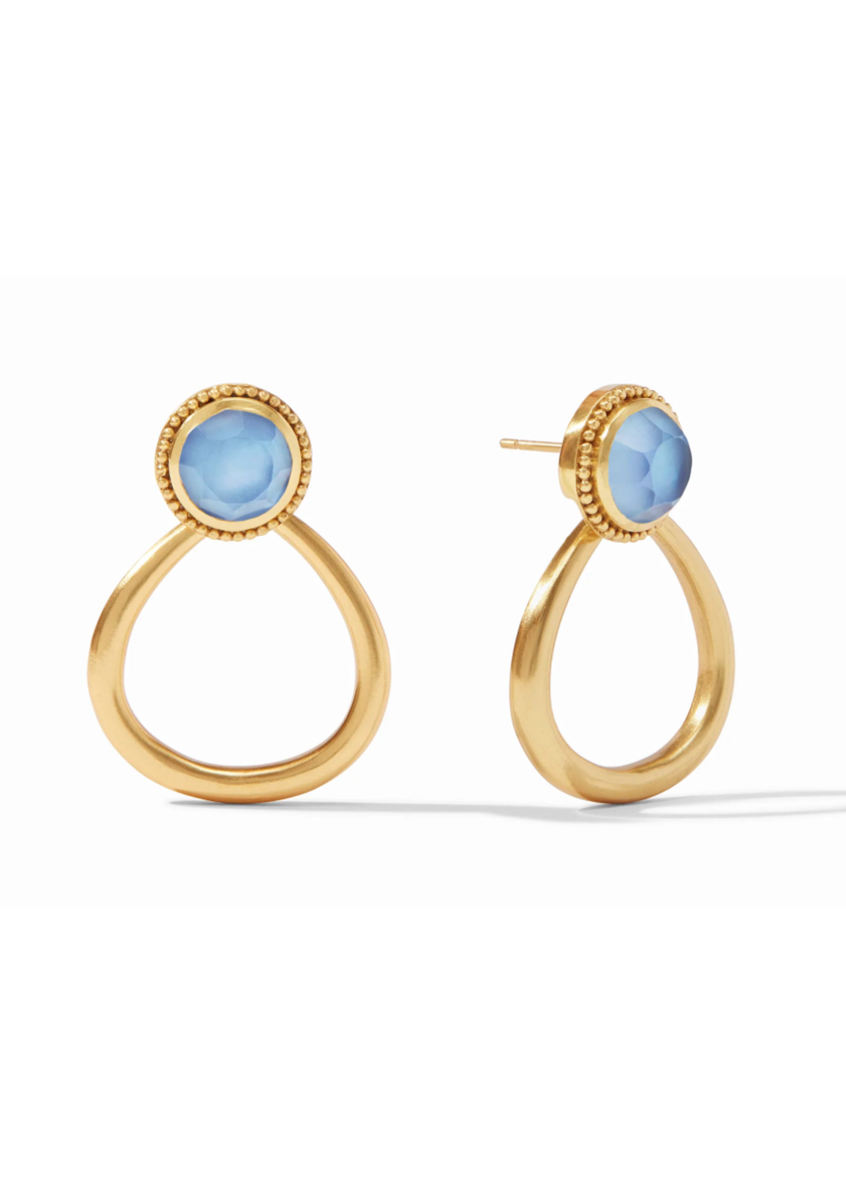 Julie Vos Flora Statement Earring Chalcedony Blue