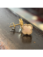 Jordans White Diamond Clover Screwback Stud 14k .25cttw