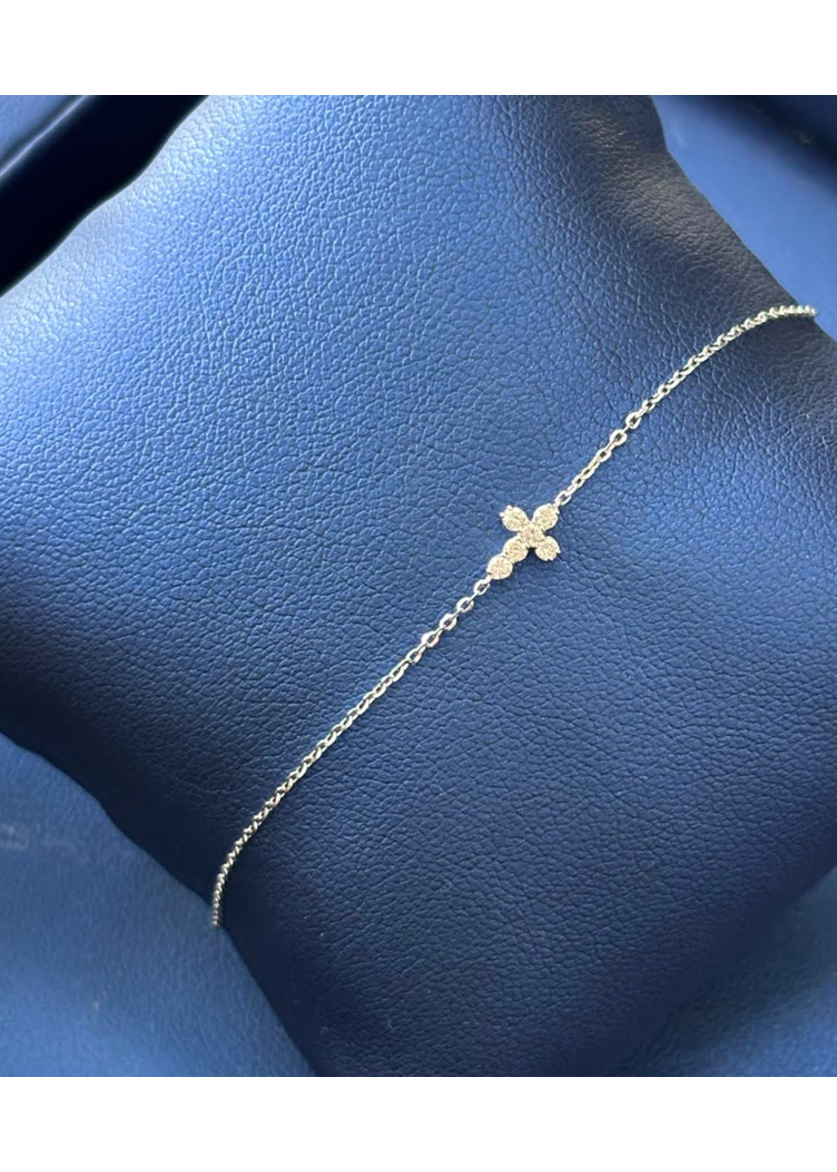 Jordans Jordans Signature Mini Cross Bracelet white 14k .10