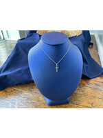 Jordans Blessings Diamond Cross 14k white 18in cable chain