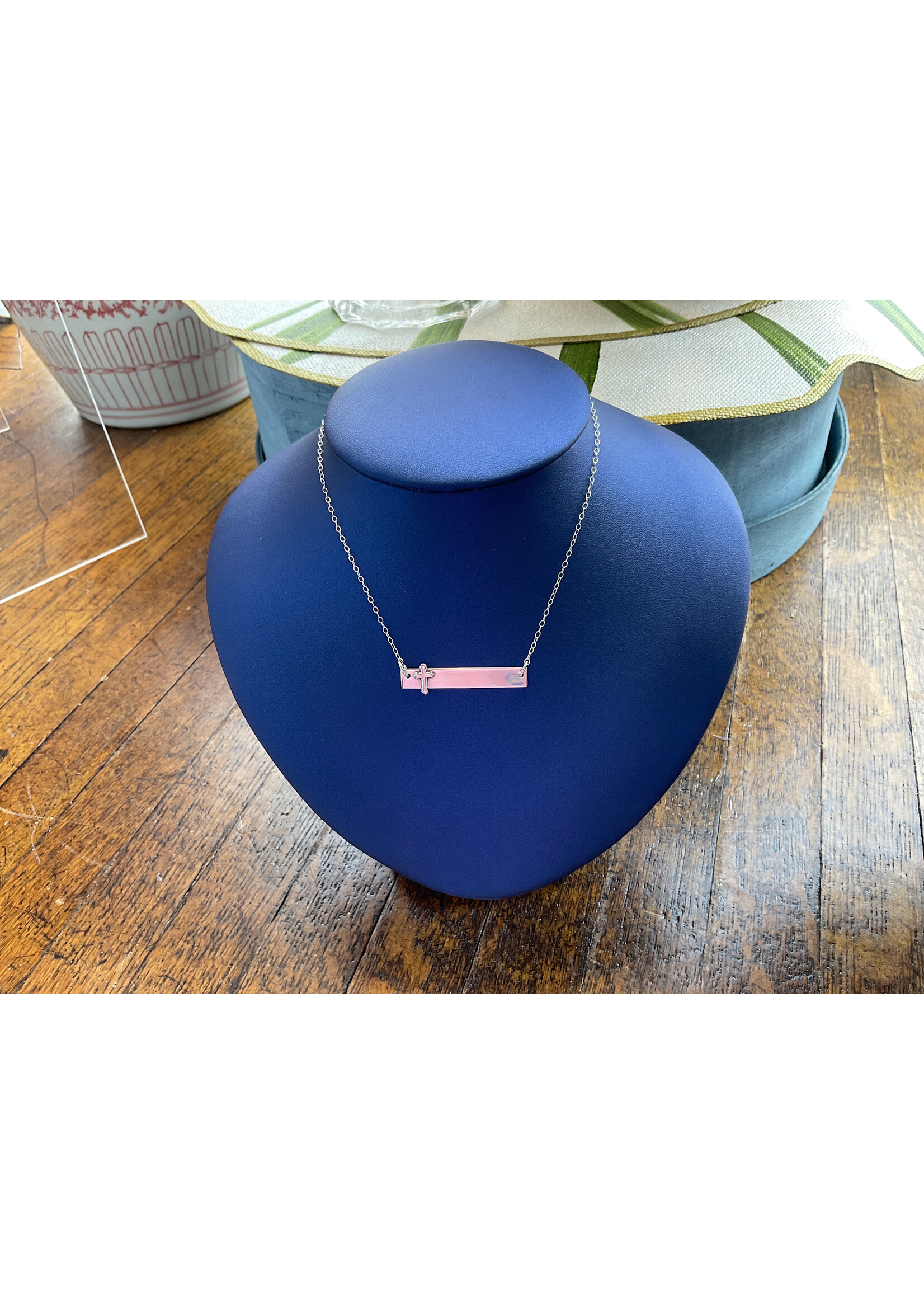 Jordans Sterling Bar Necklace w Cross