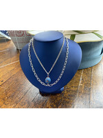 G2 Silver Vintage French Blue Cloisonne Double SS Necklace adj