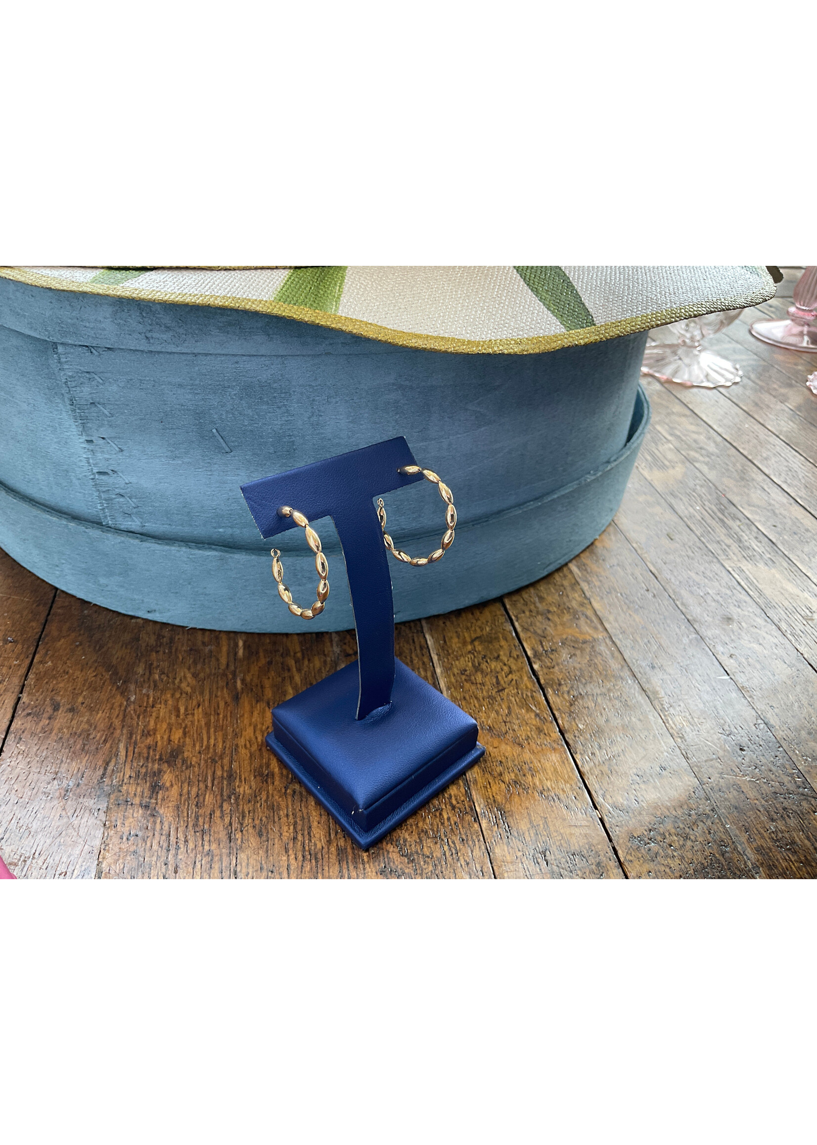 G2 Silver Charleston Rice Bead Med GF Hoop