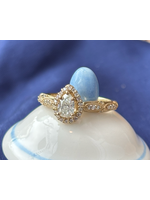 Jordans Victorian Style Pear Diamond Halo .45ct center VS2 - G/H
