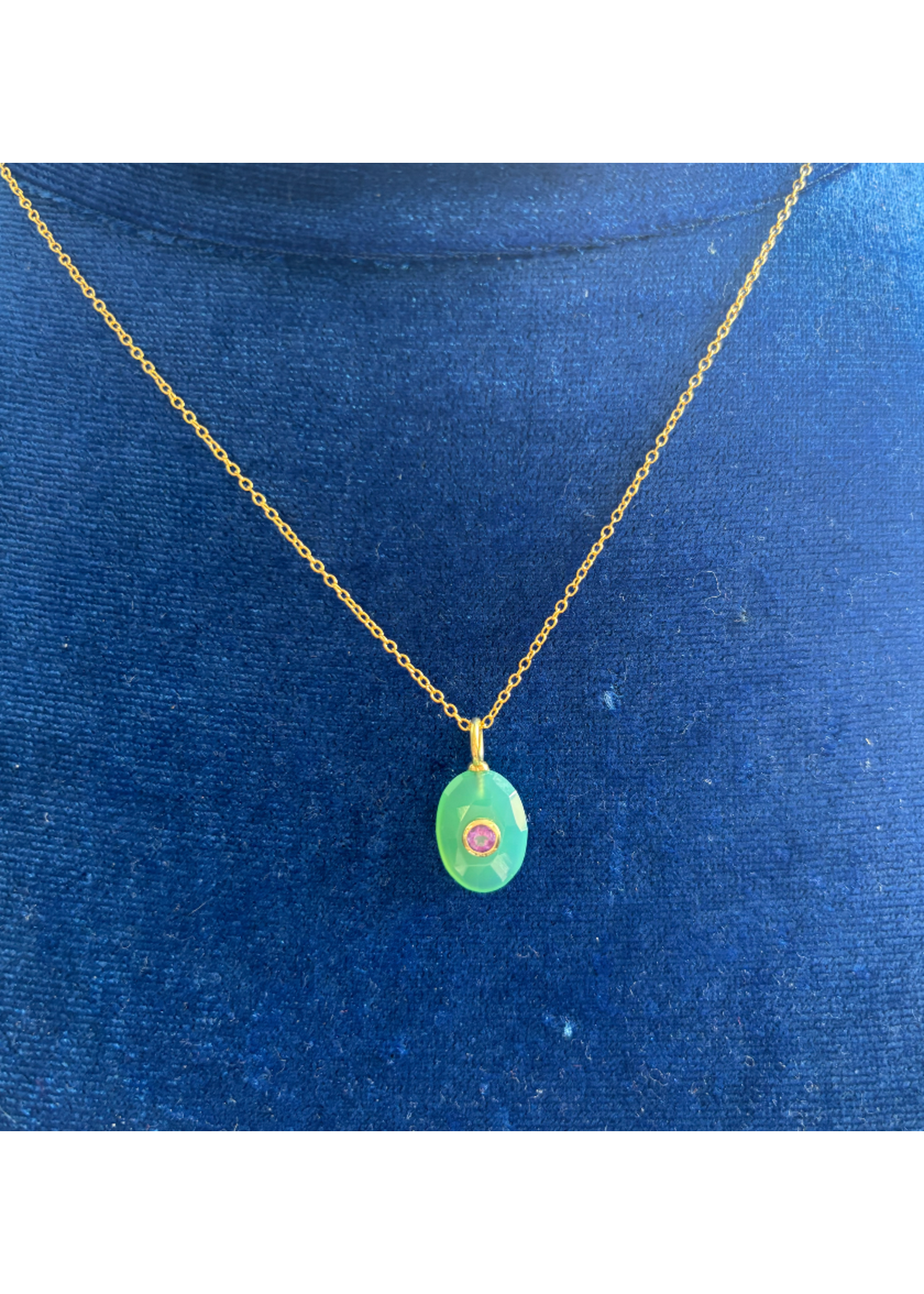 Jordans Gemmie Green Chalcedony and Amethyst GF Necklace