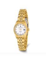 Charles Hubert Ladies White Dial Watch - Gold Tone