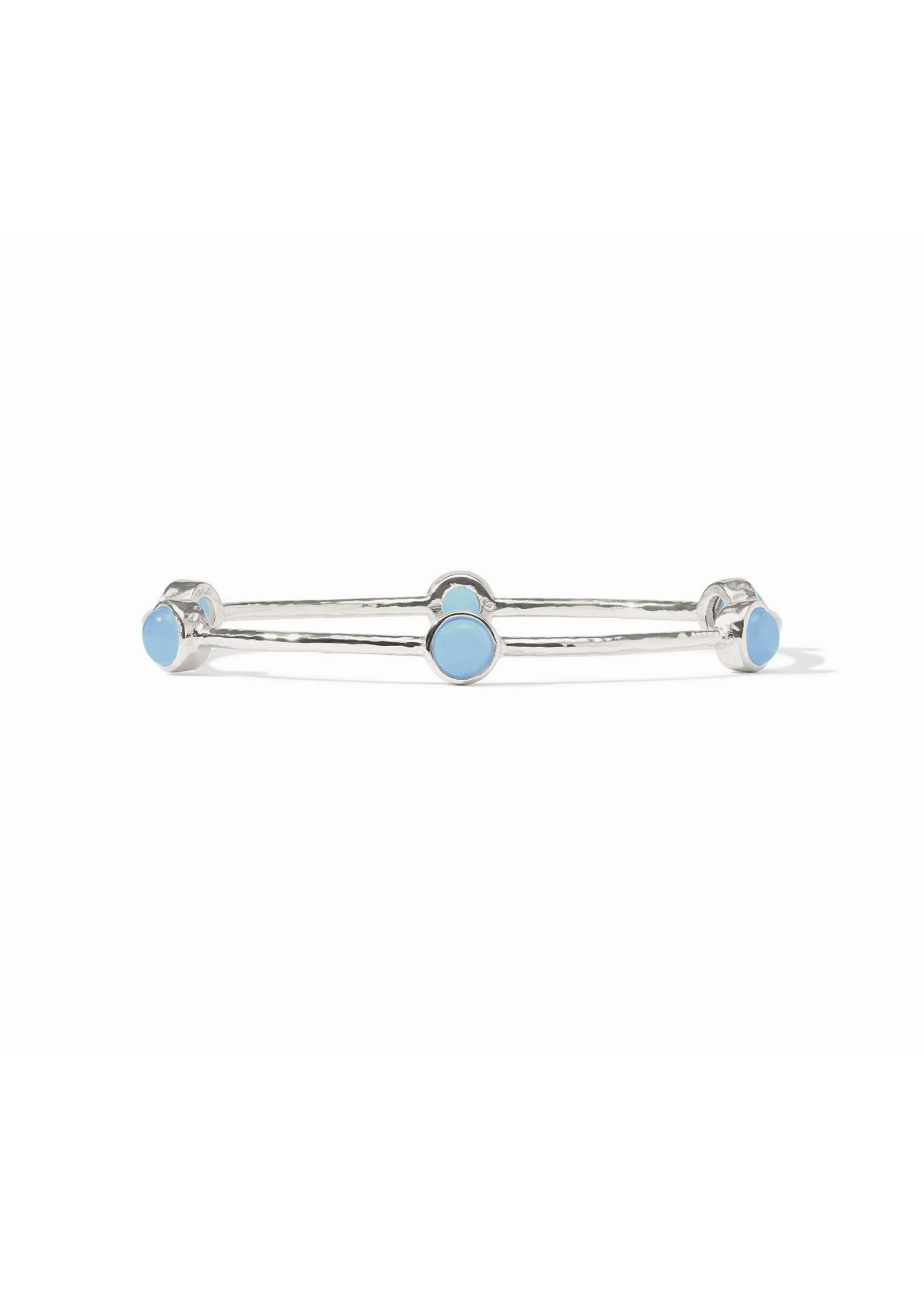 Julie Vos Milano Luxe Bangle - Med Silver - Chalcedony Blue