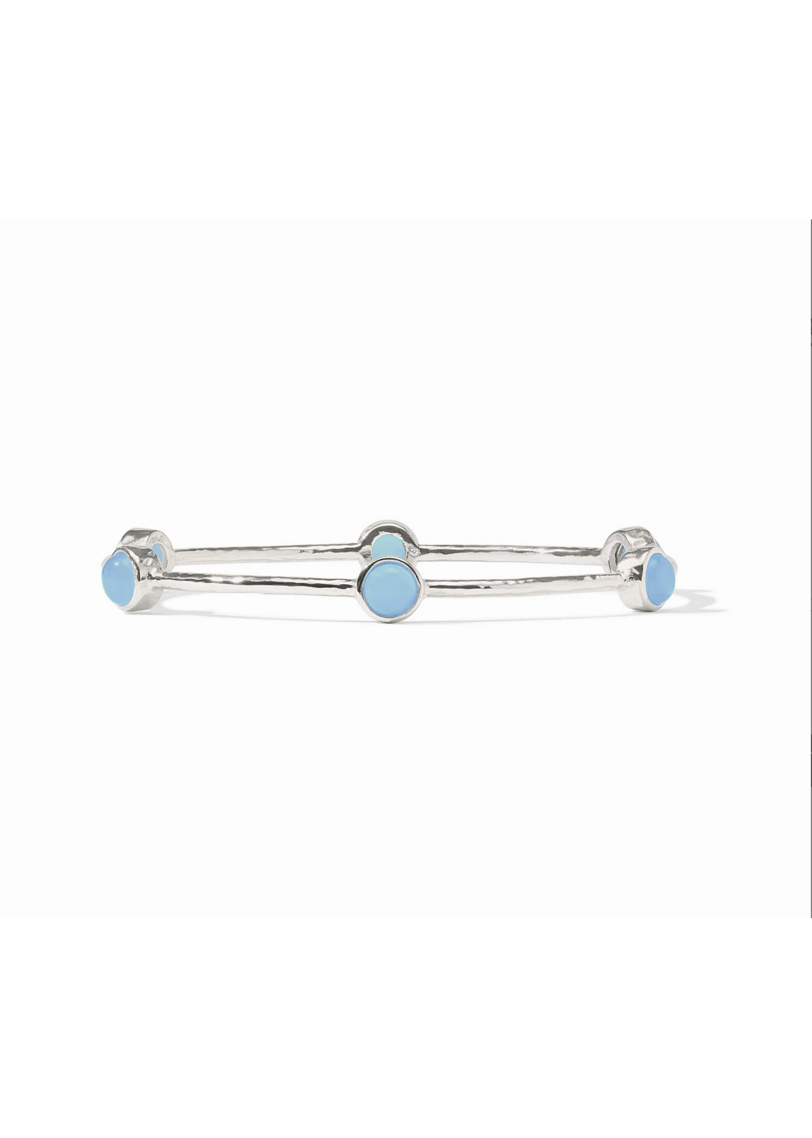 Julie Vos Milano Luxe Bangle - Small Silver - Chalcedony Blue