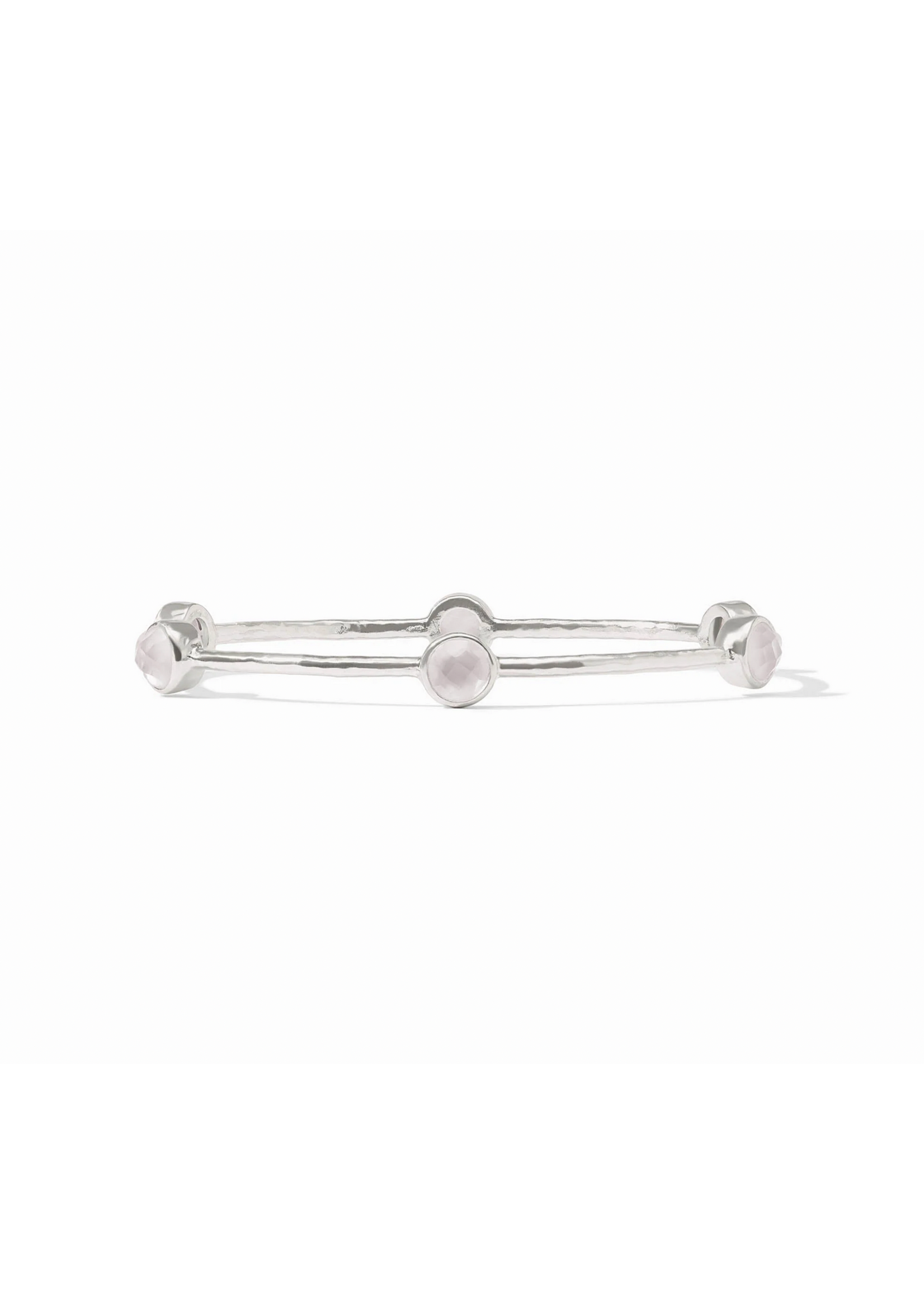 Julie Vos Milano Luxe Bangle - Large Silver - Iridescent Clear
