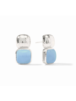 Julie Vos Catalina Earring Silver - Chalcedony Blue