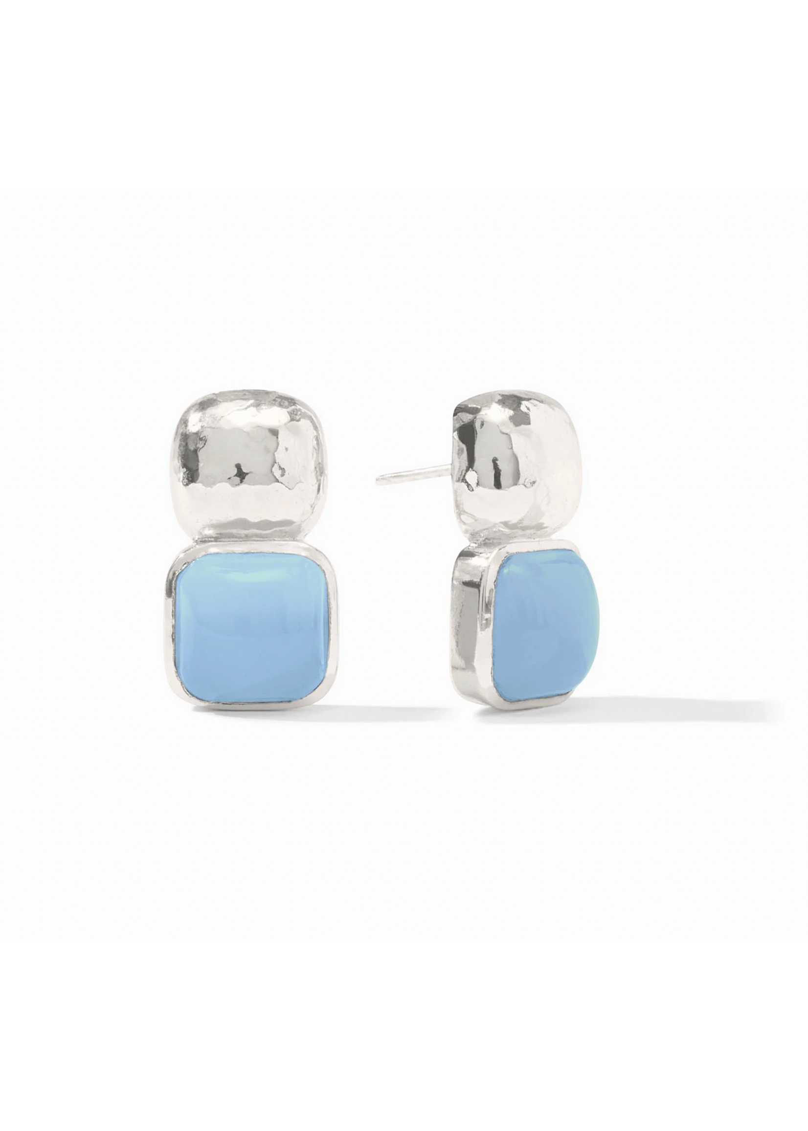 Julie Vos Catalina Earring Silver - Chalcedony Blue