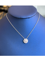 Jordans Lab White Sapphire Halo Necklace SS