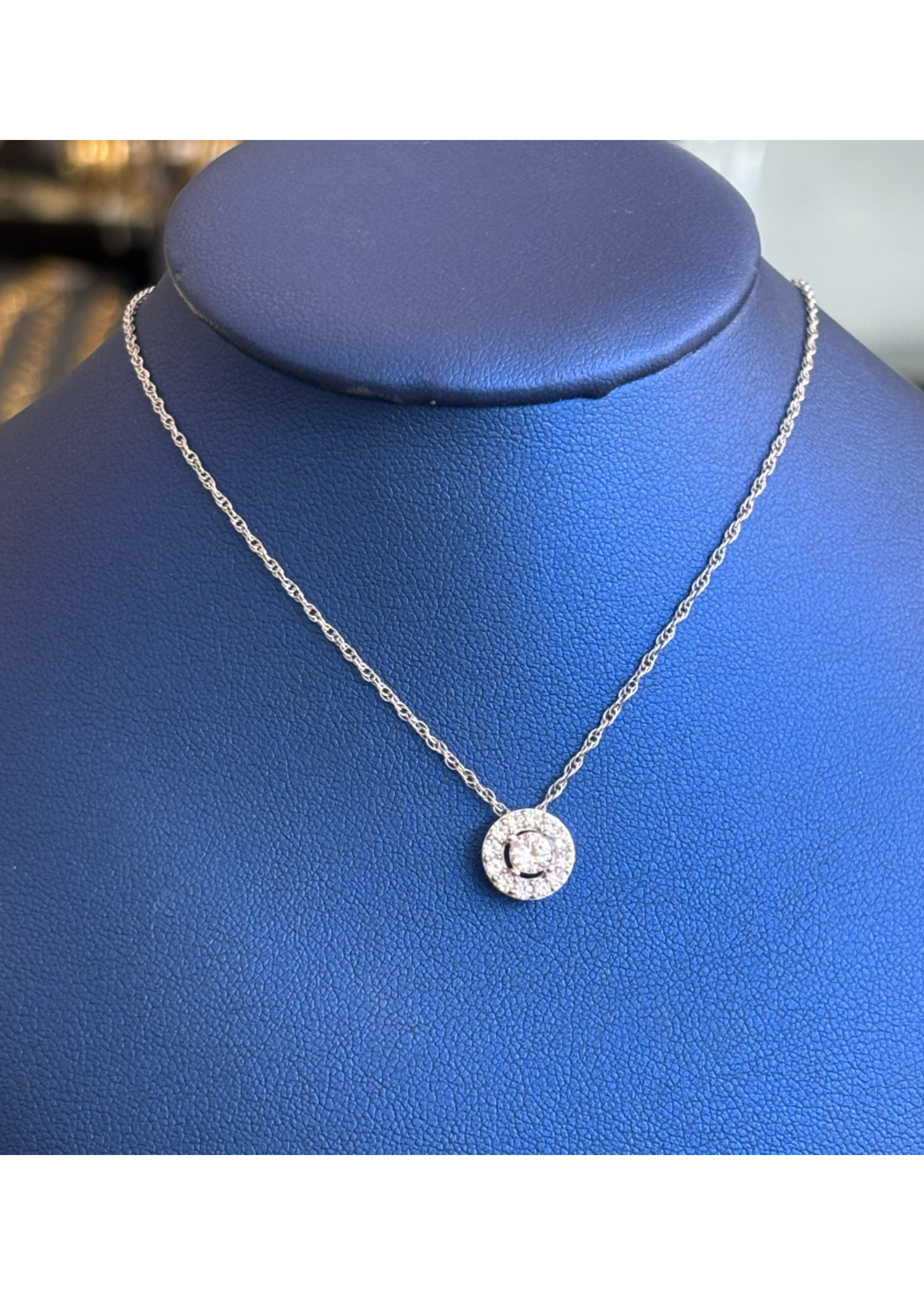 Jordans Lab White Sapphire Halo Necklace SS