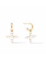 Julie Vos Gumdrop Pearl Hoop and Charm Cross Earring