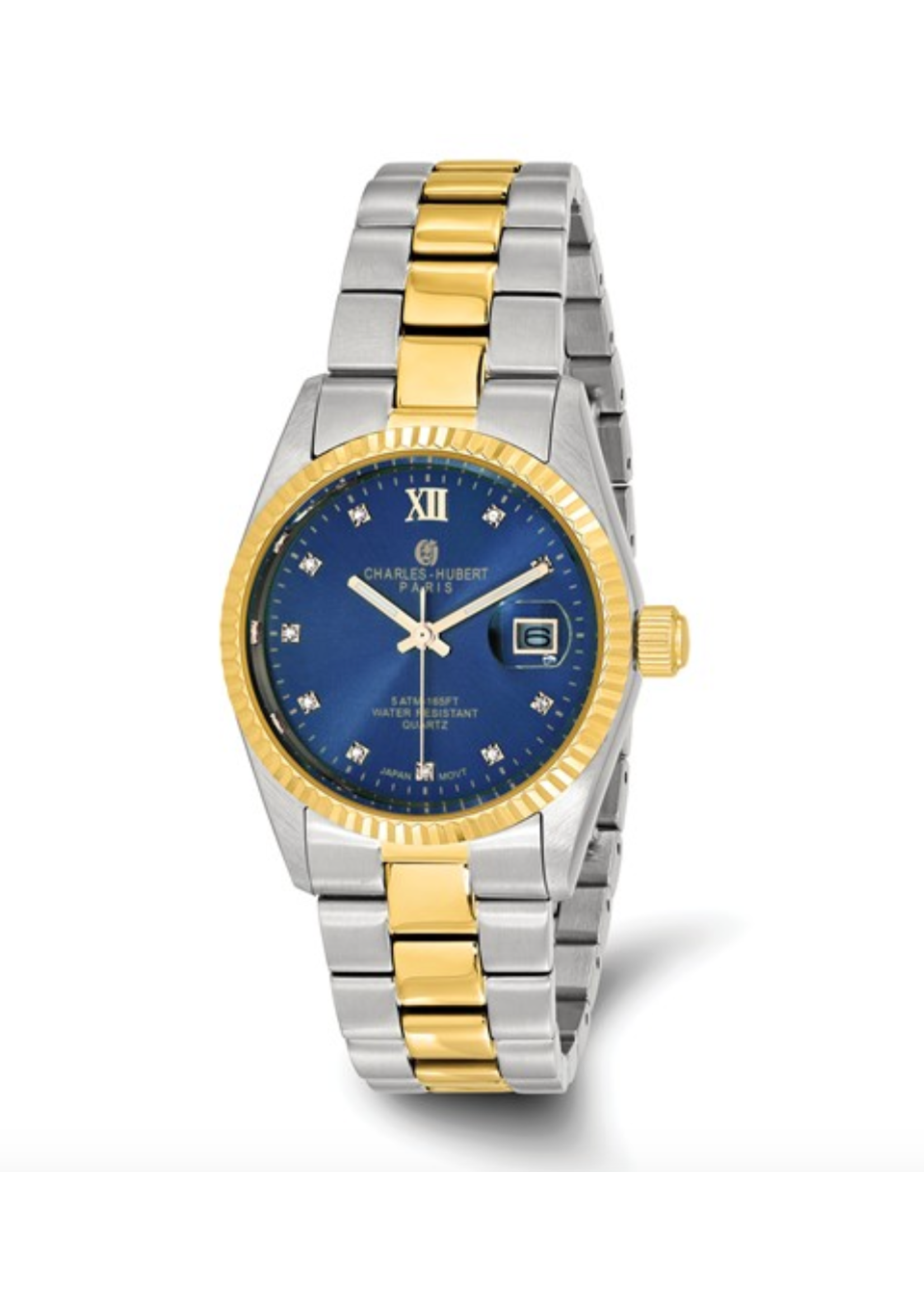 Charles Hubert Mens Two-tone Stainless Steel Blue Dial Watch