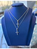 Jordans 14k white gold .10cttw shared prong diamond cross 18in chain